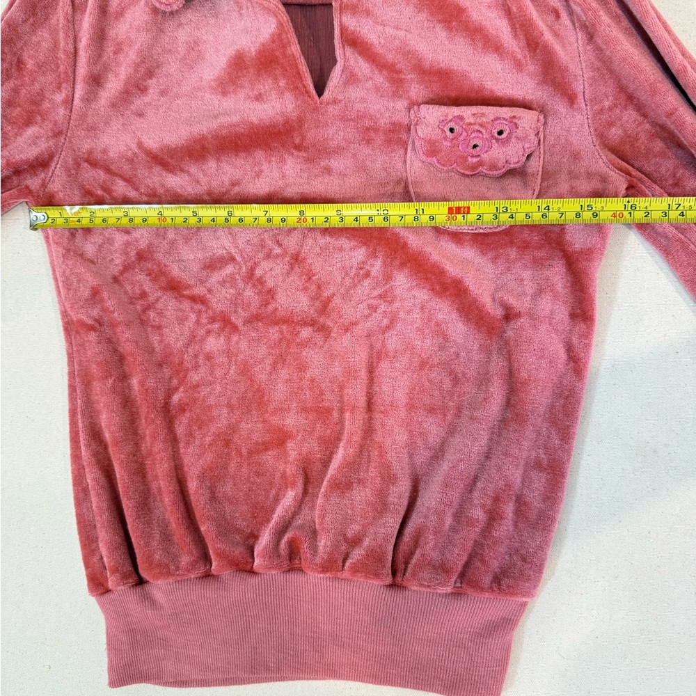 Vintage Mister Noah Pink Velour Pullover with Collar Size Small Coquette - Picture 9 of 10